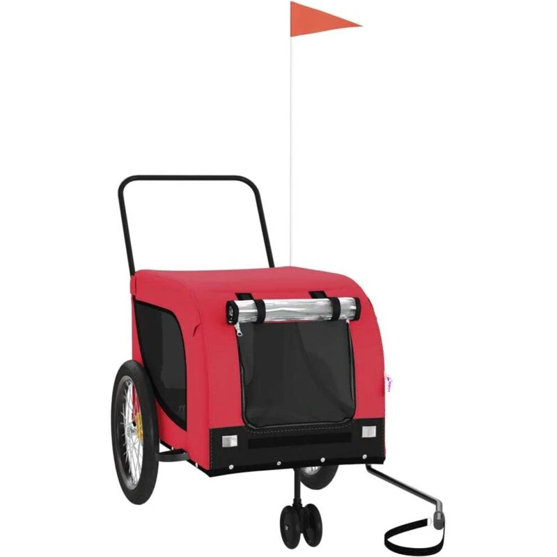 Image of vidaXL Pet Bike Trailer Red and Black Oxford Fabric and Iron, Red 94027