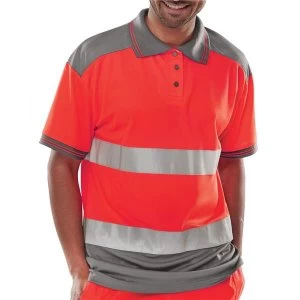 Image of BSeen Polo Shirt Hi Vis Polyester Two Tone XL RedGrey Ref