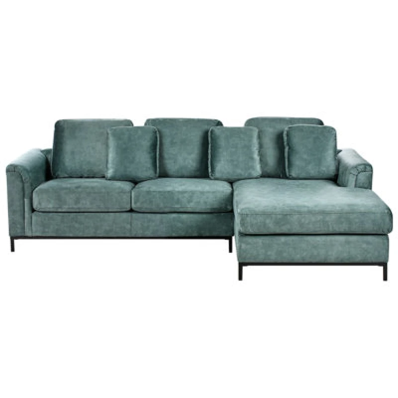 Image of Beliani Corner Sofa 4 Seater Oslo Velvet Teal Left Hand