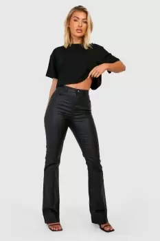 Image of Coated High Waisted Flared Jeans