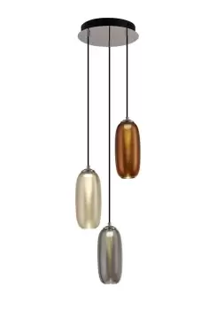 Image of Multiple Ceiling Cluster Pendant, 3 x 8W LED, 4000K, 2160lm, Smoked, Copper & Champagne, Black