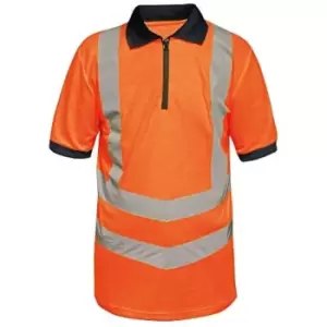 Image of Regatta Mens Hi Vis Pro Reflective Work Polo Shirt (XL) (Orange/Navy) - Orange/Navy