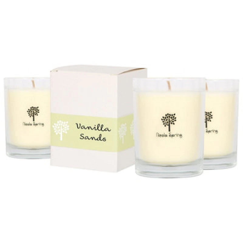 Image of Nicola Spring 160G Vanilla Sands Soy Wax Candles - Pack Of 3 - Sweet Creamy Fragrance Glass Jars Long Burn Home Fragrance Candle