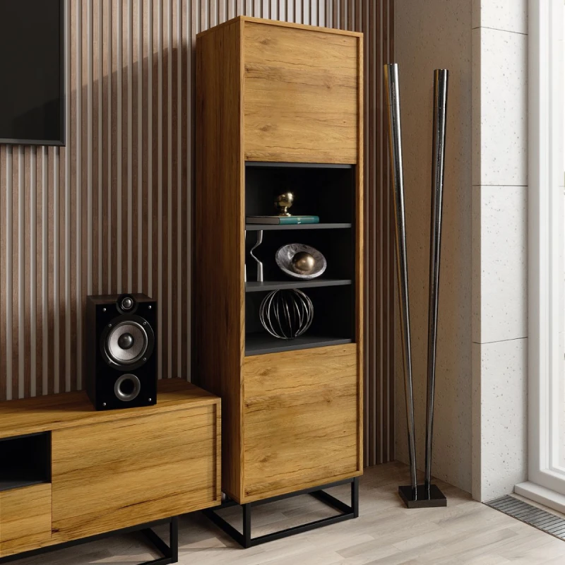 Image of Mex Furniture LTD Display Cabinet 175cm Loft / Industrial in Brown Brown Unisex