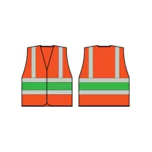 Image of Beeswift - Orange WCENG VEST WITH GREEN BAND 3XL - Hi Vis - Orange/Green Band
