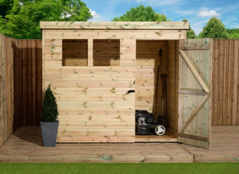Image of Empire Sheds Empire 1500 Pent 8X8 Pressure Treated Tongue And Groove Wooden Garden Shed Door Right (8' X 8' / 8ft X 8ft) (8X8)
