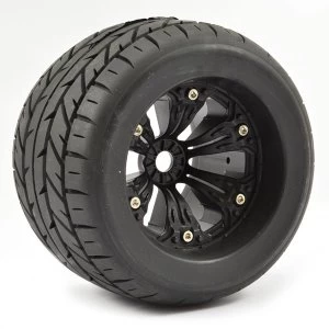 Image of Fastrax 1:8 Mt Eagle Mounted 6-Spoke Black 1/2"Offset(Pr)