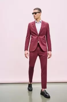 Image of Mens Skinny Fit Burgundy Jacket
