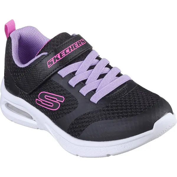 Image of Skechers Girls Microspec Max - Racer Gal Pull On Trainers UK Size 12.5 (EU 31) Black/Lavender SKE2277-BKLV-12.5