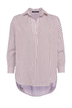 Image of French Connection Bega Stripe Dip Hem Shirt Pink