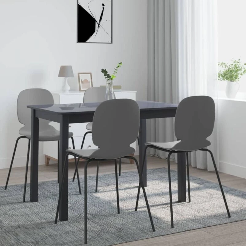 Image of VIDAXL Dining Table Black 114x71x75cm Solid Rubber Wood Vidaxl 247364