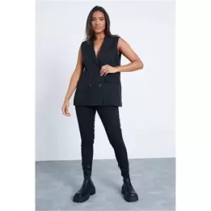 Image of I Saw It First Black Super Oversized Double Breasted Waist Coat - Black