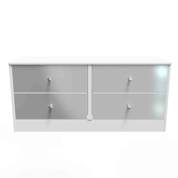 Image of Welcome Furniture Ready Assembled Padstow 4 Drawer Bed Box In Uniform Grey Gloss & White