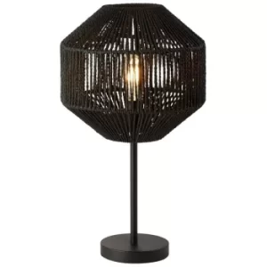 Image of Searchlight Wicker 1 Light Table Lamp, Black Wicker