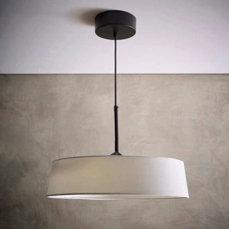 Image of K Living Luna Black LED Ceiling Light With White Shade