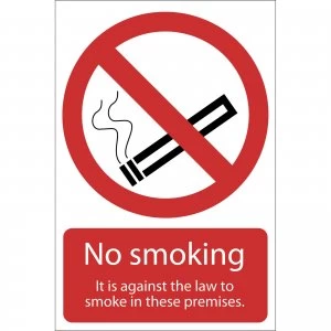 Image of Draper No Smoking It Is Against The Law Sign 200mm 300mm Standard