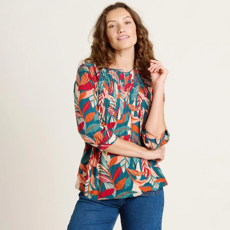 Image of Brakeburn Evergreen Leaves Blouse Multi
