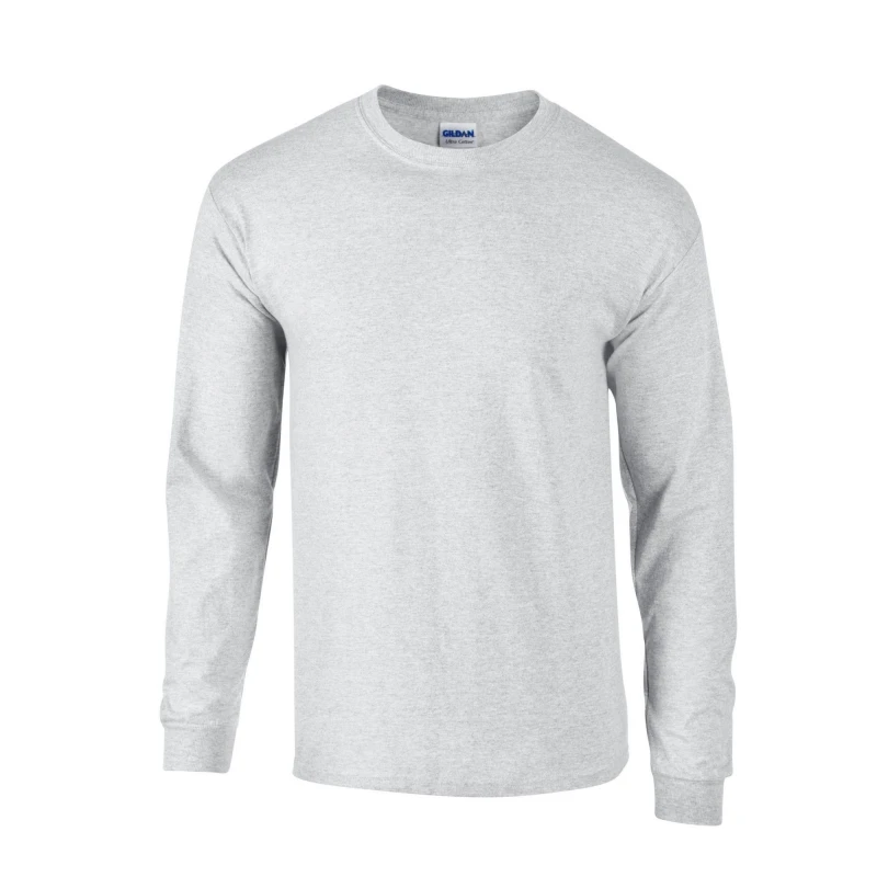 Image of Gildan Mens Ultra Plain Cotton Long-Sleeved T-Shirt in Grey Size: Small Grey Male S