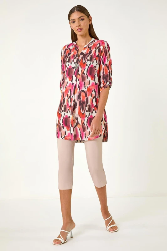 Image of Roman Womens Cropped Stretch Trouser Capri Summer Leggings 3/4 Pedal Pushers in Stone Size: 18 Stone Female 18