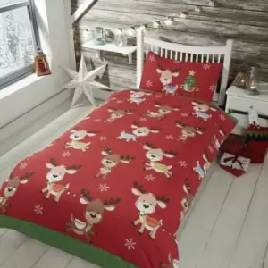 Image of Rapport Home - Rudolph and Friends Double Duvet Cover - Multicoloured