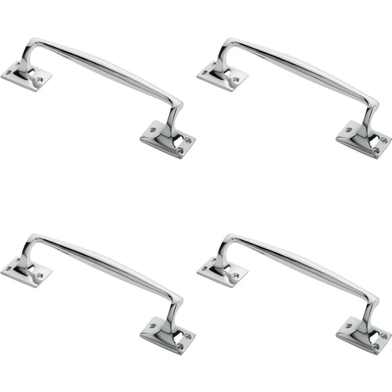 Image of Loops 4x One Piece Door Pull Handle 250mm Length 54mm Projection Polished Chrome Multi unisex