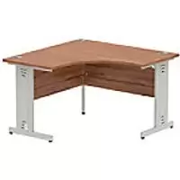 Image of Dynamic Corner Office Desk Walnut MFC Cable Managed Cantilever Leg Silver Frame Impulse 1200 x 600 x 730mm
