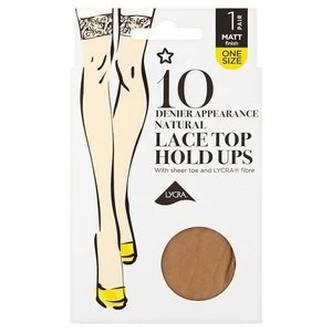 Image of Superdrug 1 Pack Sheer Lace Top Hold Up Natural