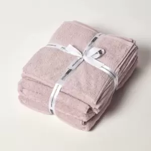 Image of HOMESCAPES Blush Pink 100% Combed Egyptian Cotton Towel Bale Set 500 GSM - Blush Pink