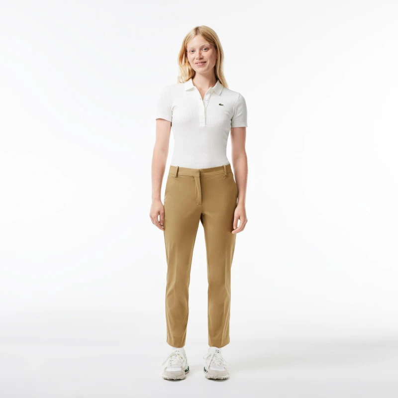 Image of Lacoste Womens Flat Front Tailored Fit Chinos Lion female 6 (34)