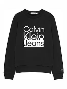 Image of Calvin Klein Jeans Boys Box Logo Sweatshirt - Black
