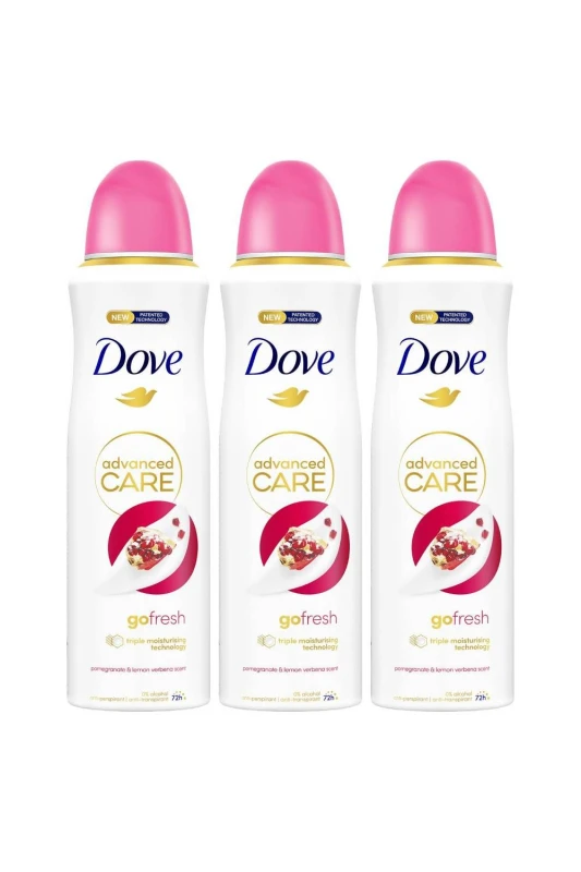 Image of Dove 'Antiperspirant Deodorant' Pomegranate & Lemon Verbena, 3x 200ml White