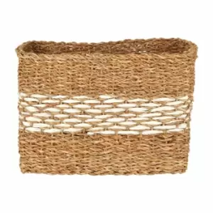 Image of Interiors By Ph Rectangular Seagrass Basket, Natural / White