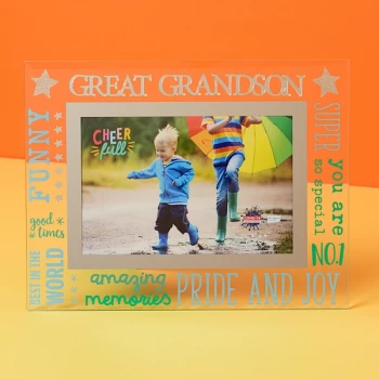Image of 6" x 4" Cheerful Glass Photo Frame - Great Grandson