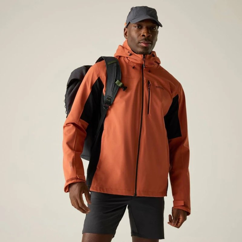 Image of Regatta Mens Birchdale Waterproof Shell Jacket in Burnt Orange Size: Medium Burnt Orange Male M