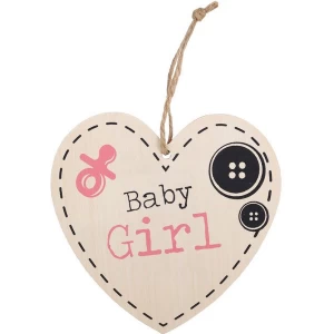 Image of Baby Girl Hanging Heart Sign