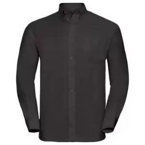 Image of Russell Collection Mens Long Sleeve Easy Care Oxford Shirt (18inch) (Black)