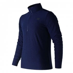 Image of New Balance Heather Zip Top Mens - Navy