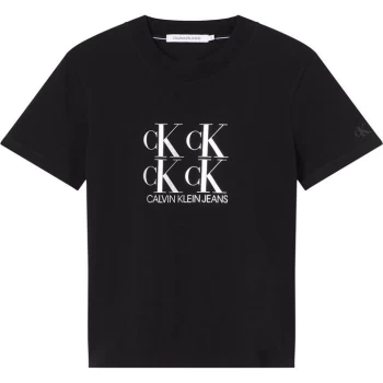 Image of Calvin Klein Jeans Shine Logo T Shirt - BEH BLACK