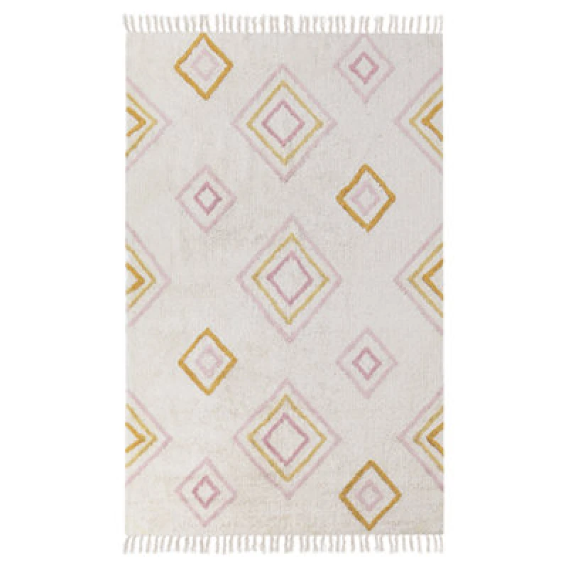 Image of Beliani Rug Lashe Off-White 140 X 200 Cm Cotton