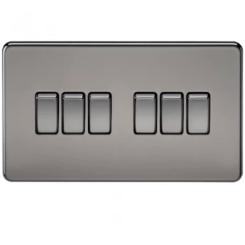 Image of KnightsBridge 10A 6G 2 Way 230V Screwless Black Nickel Electric Wall Plate Switch