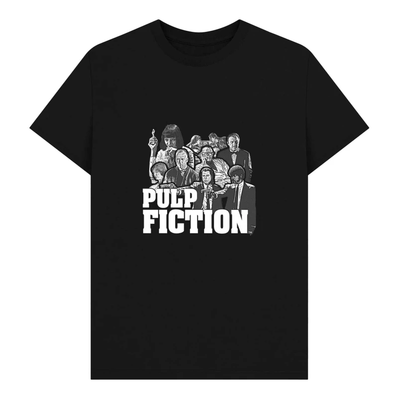 Image of Pulp Fiction Mens Cast T-Shirt in Black Size: Small Black Male S