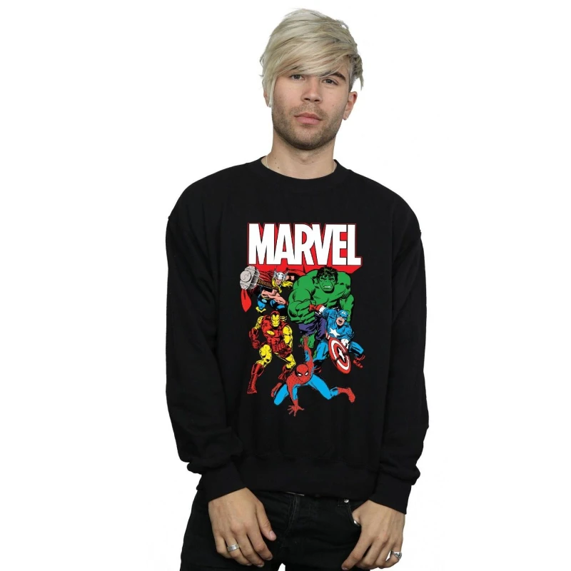 Image of Marvel Marvel Men Hero Group Sweatshirt in Black Size: Small Black S Male 5057864499568