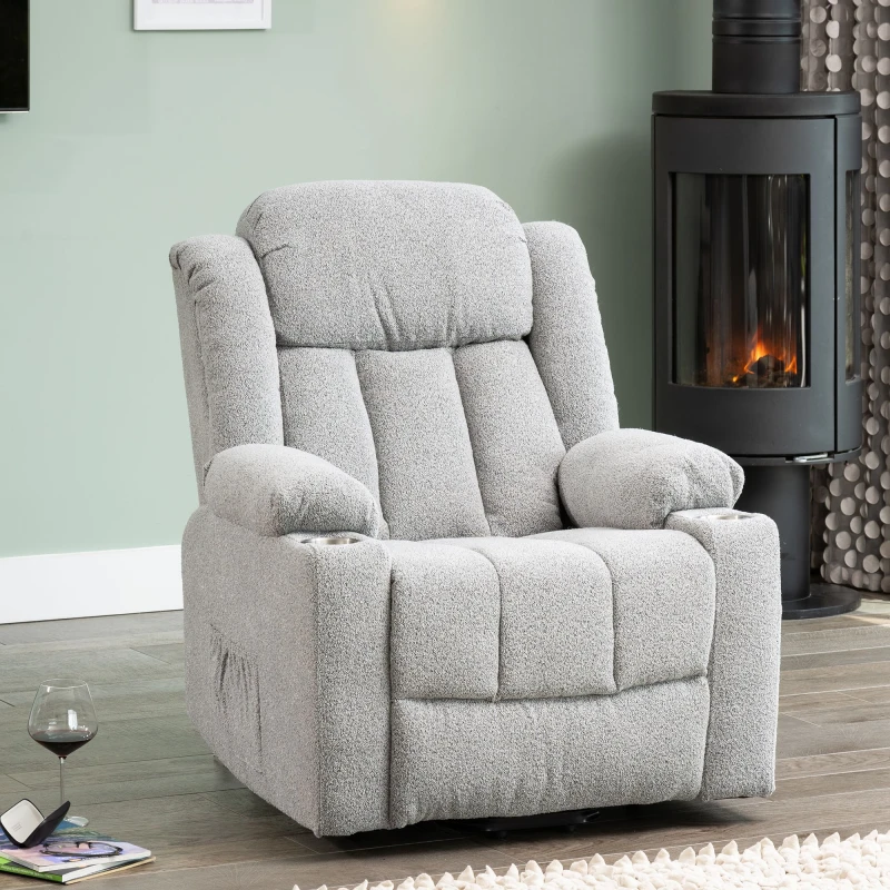 Image of Artemis Home Redding Dual Motor Electric Lift Assist Recliner Chair with Massage & Heat in Light Grey Light Grey Unisex
