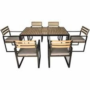 Image of Charles Bentley Extrusion Aluminium 6 Seater Dining Set Grey