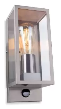 Image of Dallas Outdoor PIR Motion Sensor Flush Box Wall Light Stainless Steel IP44, E27