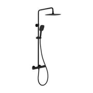 Image of Hunsdon Thermostatic Valve, Square Overhead and Hand Shower Black