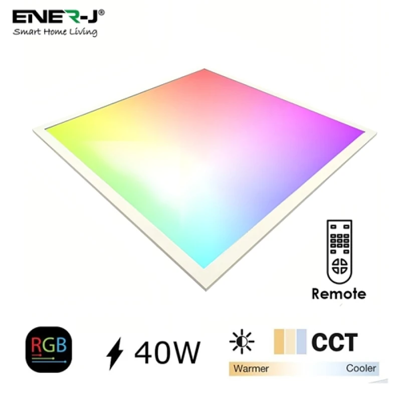 Image of ENER-J 600 X 600mm Smart RGB+CCT Backlit Panels 40W with Golde Match driver and Remote Camel
