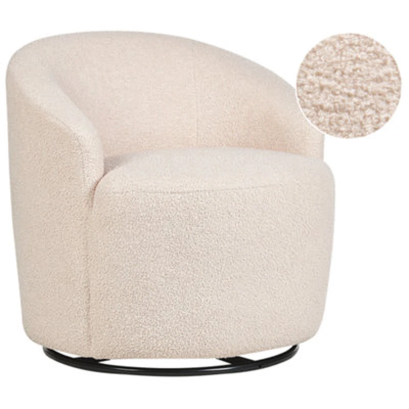Image of Beliani Boucle Swivel Armchair Beige Davik