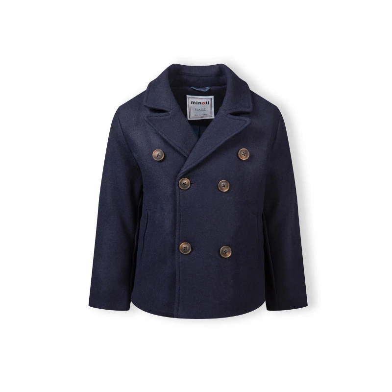 Image of Minoti Boys coat double breasted with lapel navy Navy male 3-4 Yrs