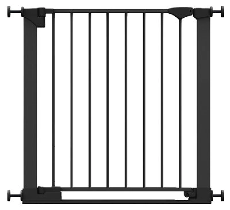 Image of Safetots Safestep Gate, Black, 75Cm - 82Cm, Extra Low Walkthrough, Pressure Fit Safety Gate, Baby Gate For Stairs And Doors